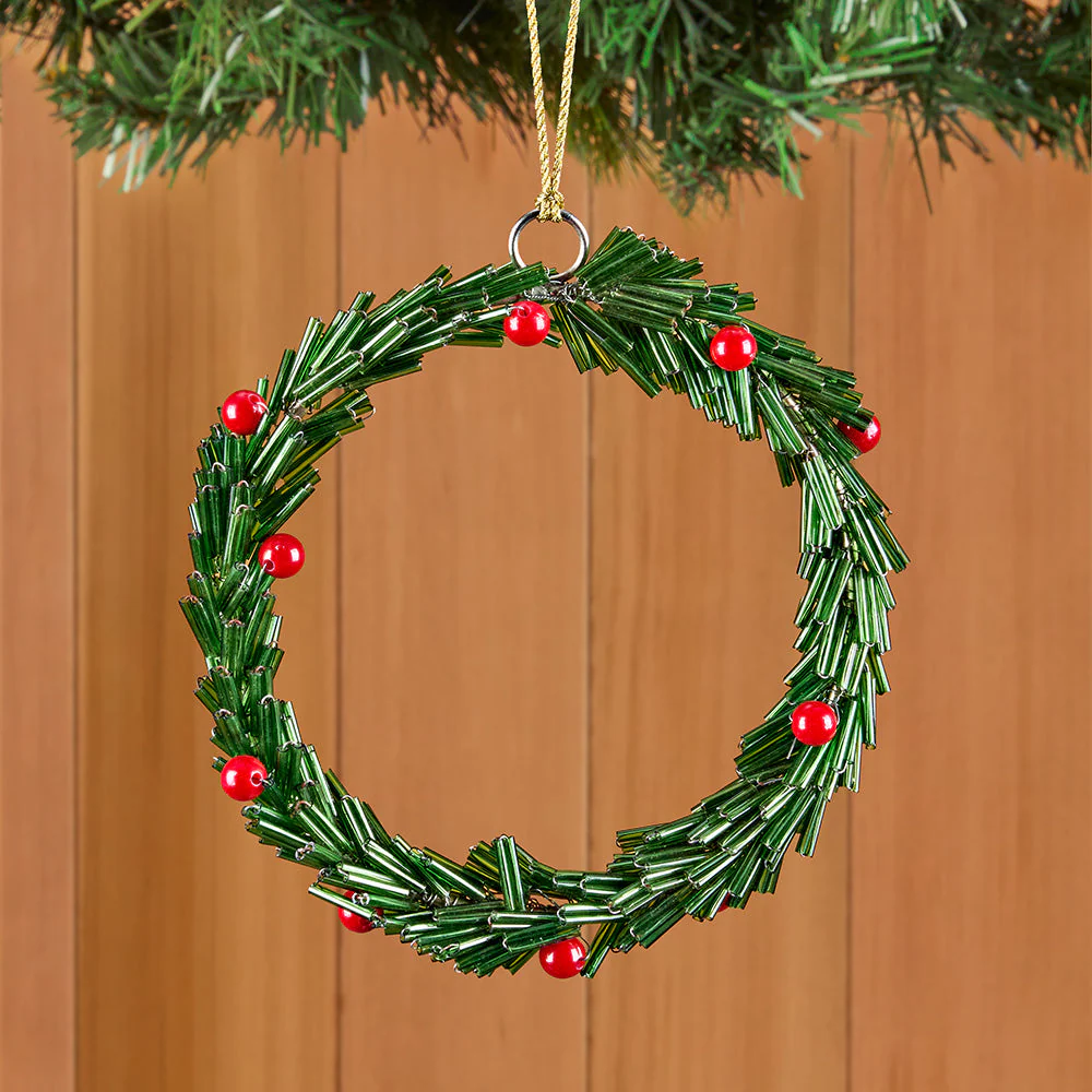 Zodax Beaded Christmas Wreath Ornament