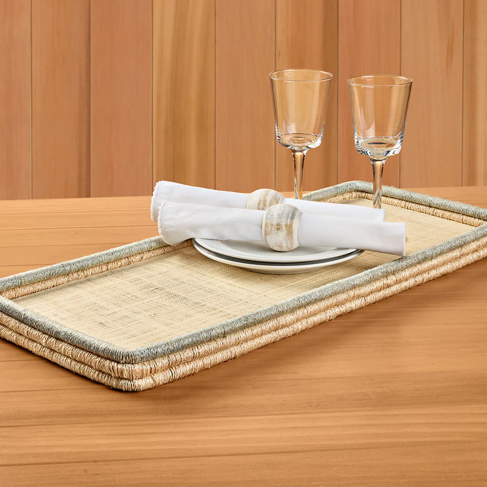 Zodax Laloma Woven Rattan & Abaca Basket Tray